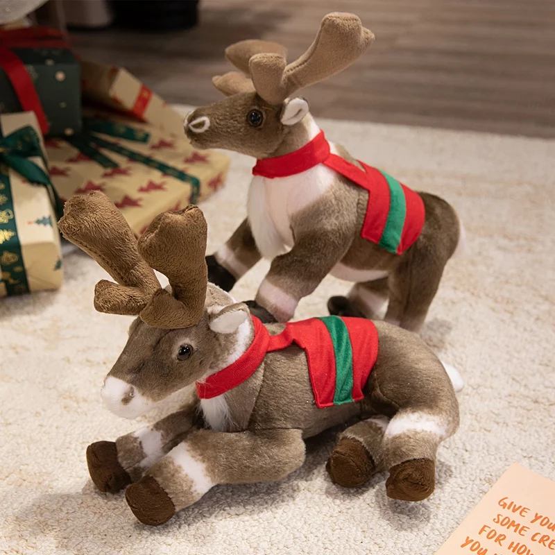 

New Hot Adorable Christmas Elk Plush Toys Handmade Stuffed Standing&Lying Elk Doll Pretty Festival Home Decor Lovely Xmas Gift