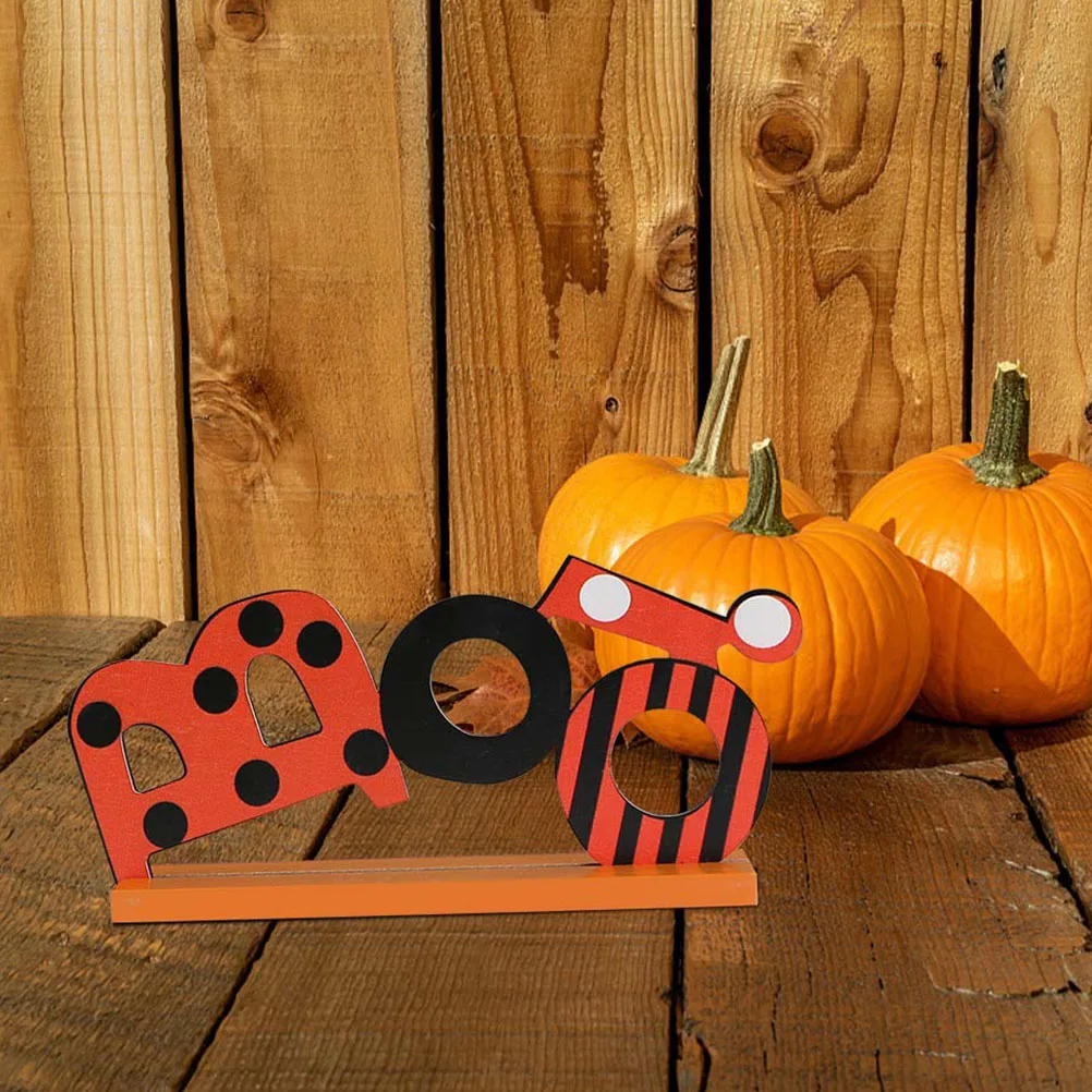 

6pcs Wooden House Ghost Centerpieces Halloween Table Decor Home Party Flat Bottom Desktop Durability Reliable Reusable Festival