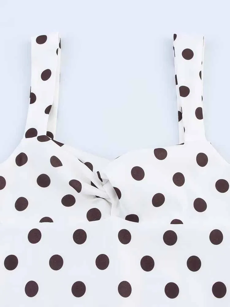 Robe à bretelles polyvalente pour femmes, mode rapide, style européen et américain, imprimé à pois, version ballon