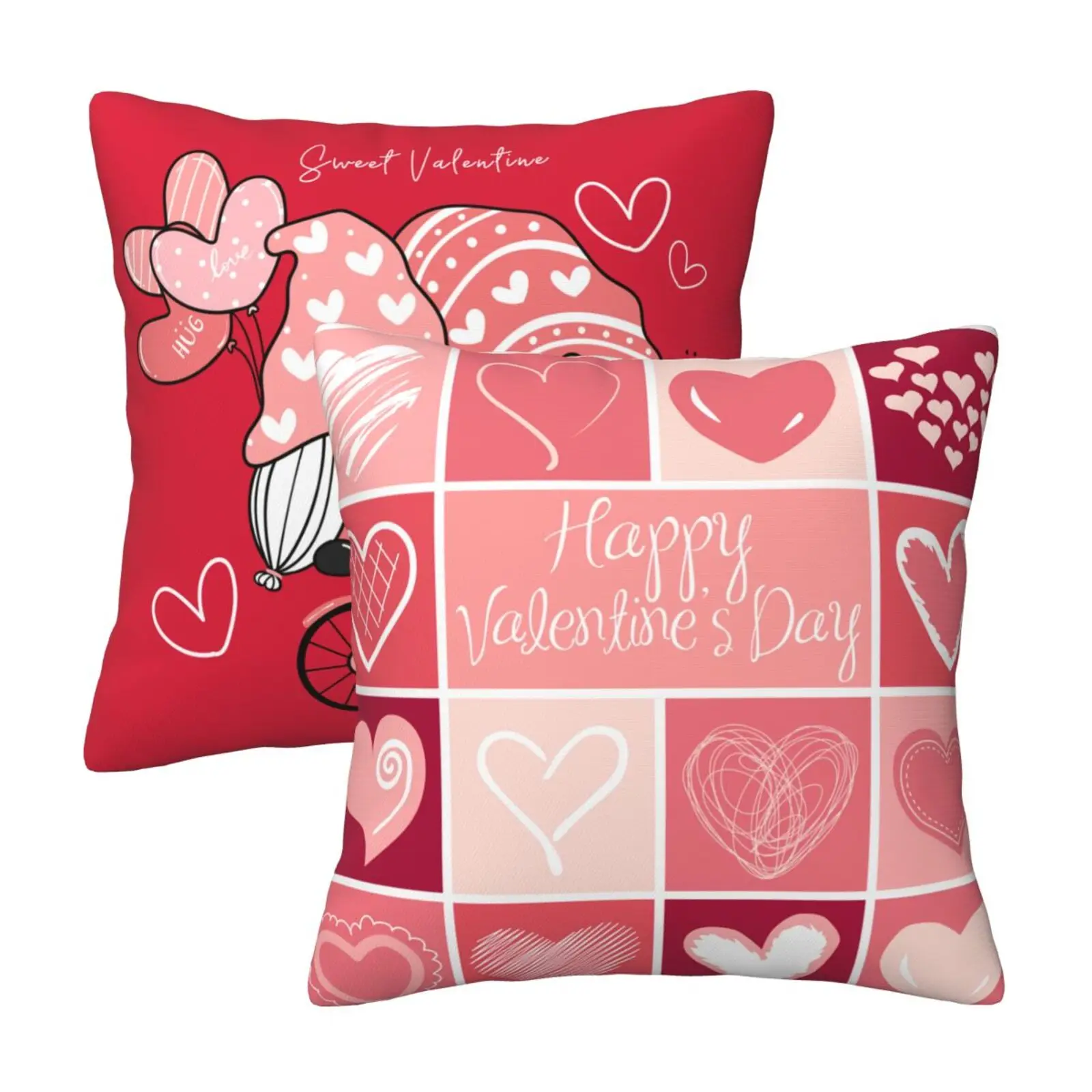 Pink pillow case (one set of two Valentine's Day soft decoration dwarf truck flowers) Heart-shaped square cushion cover pillow c