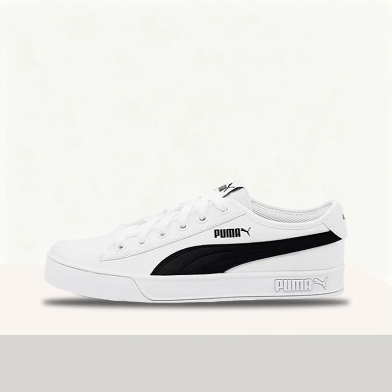 Puma Smash Vulc Simple,Comfortable,Versatile, Breathable, and Lightweight Low-Top Sneakers (Unisex) in Black and White 365968-02