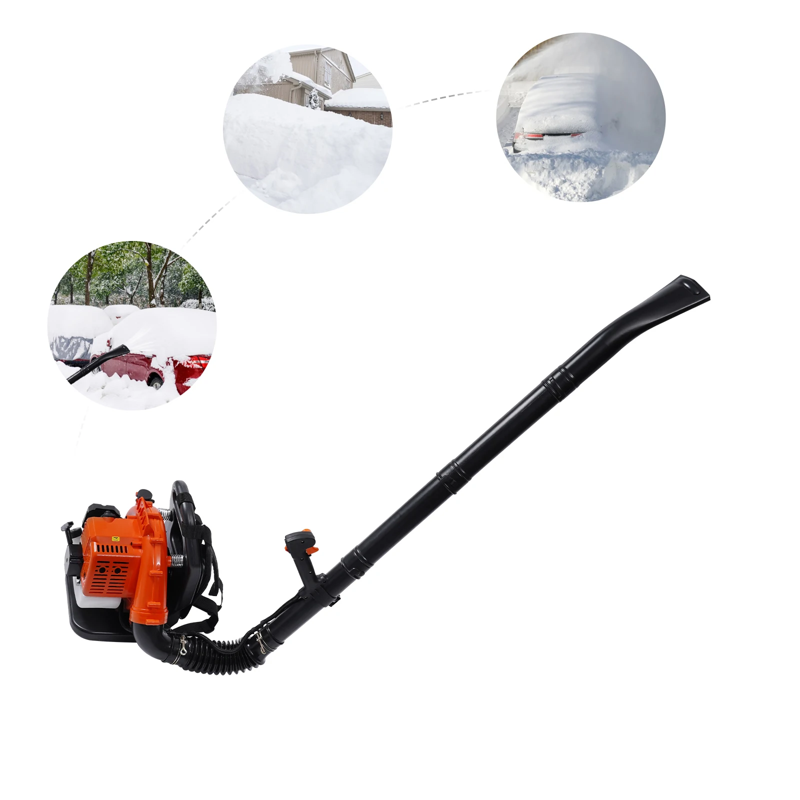 Gasoline Leaf Blower, 42.7cc 2-Stroke Engine, 7000rpm, High Airflow,Shock Absorbing Design, Ergonomic Backpack for Easy Carrying