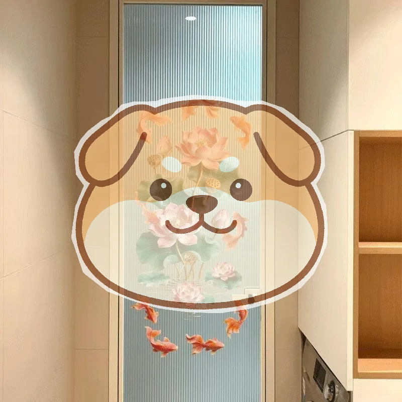 Chinese Style Flower Wall Stickers 1 Pair Anti-static Koi Goldfish Lotus Decals for Sofa Background Wall Decor