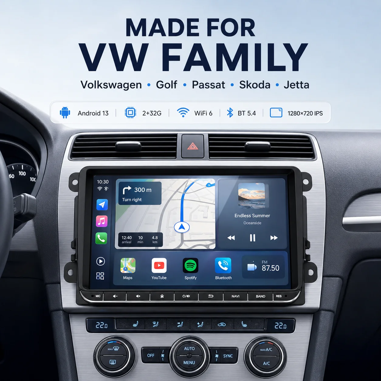 Android OS For VW Volkswagen Golf Polo Skoda Rapid Octavia Tiguan Passat Amarok Car Multimedia Video Stereo Player GPS Carplay