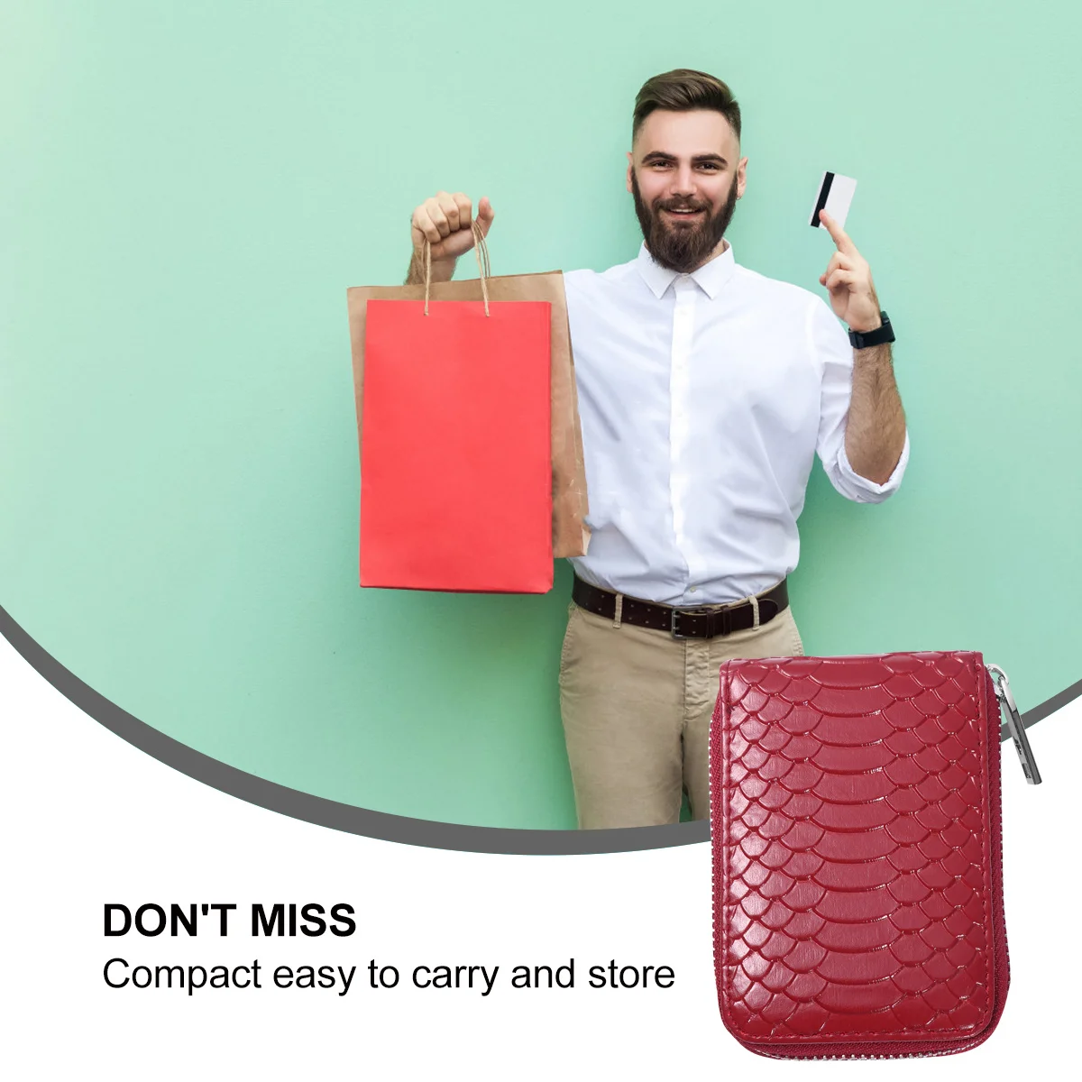 

1Pcs Multi Card Wallet Compact Zipper Holder for Men Wine Red Front Pocket Minimalist Travel Purse Organ Credit Debit Id