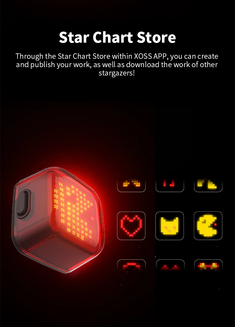 XOSS Nebula Intelligent Emoji Bicycle Tail Light Brake Sensing Night Riding Taillight Auto Start-Stop IPX7 Waterproof Tail Light