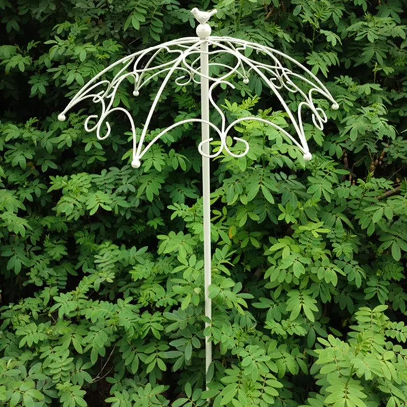 Umbrella Style Iron Flower Arrangement Ground Stake Trellis for Rose Rusty Metal Plant Support for Garden Decorative Plants Cage