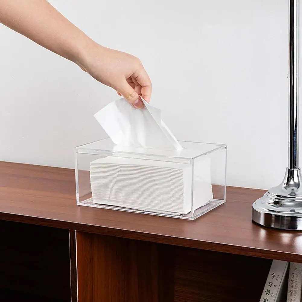 Tissue Box Waterproof Transparent Visible Acrylic Clear Napkin Paper Storage Box Home Organizer