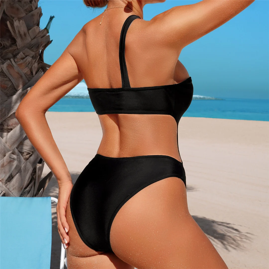 Sexy asymmetrischer Badeanzug mit einem Schulter-Ausschnitt, einteilig, Damen-Badebekleidung, weiblich, hoher Beinausschnitt, gepolstert, Badeanzug, Badebekleidung, Schwimmanzug V7226 – Detail 6