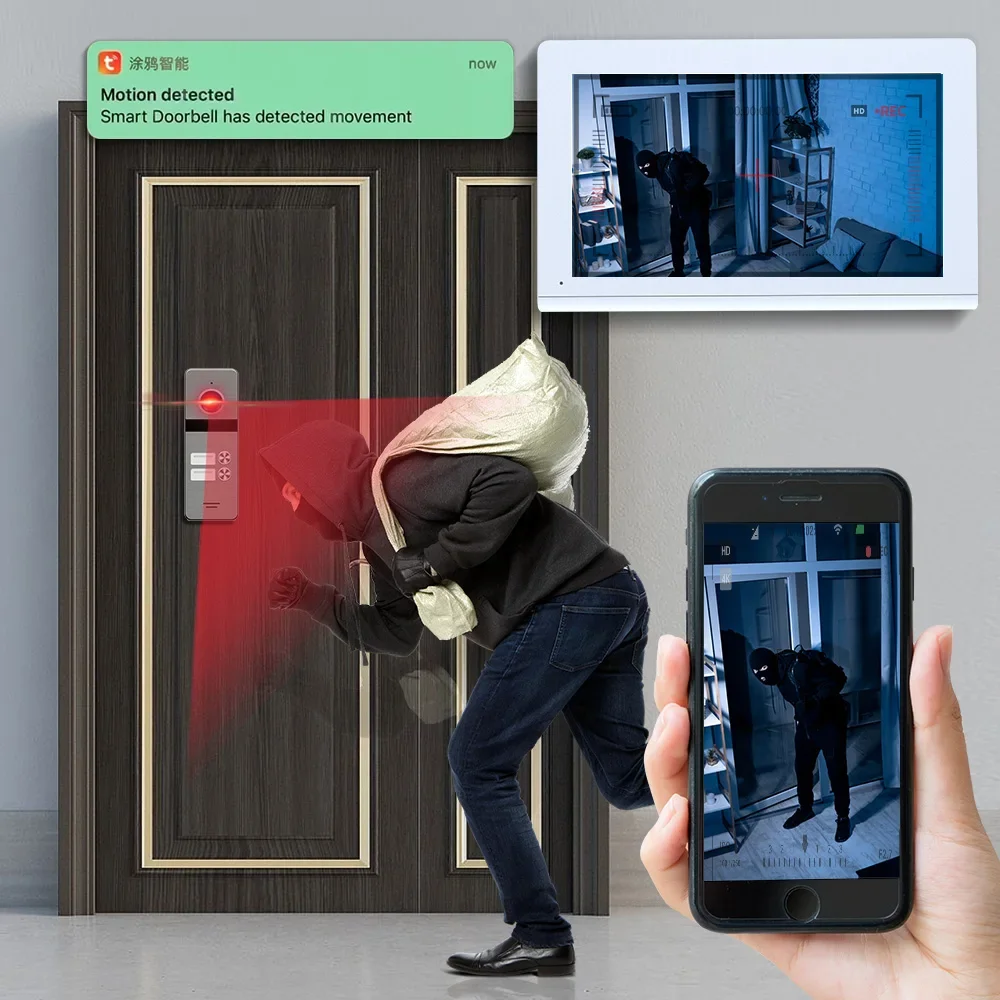 Tuya Wifi Smart Video Intercom System Interphone Security Doorbell Multiple 10-inch Screens Weatherproof For Home Apartment