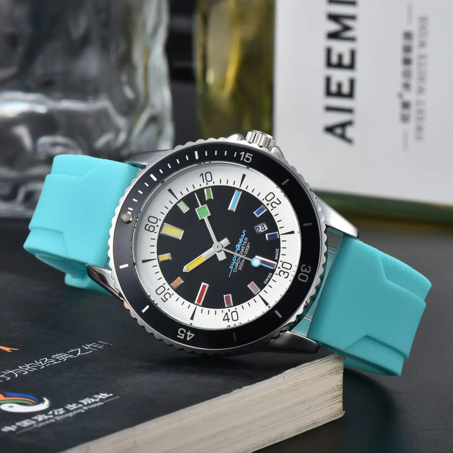 2024 novo relógio automático masculino de luxo, movimento japonês nh36, cristal de safira, aço inoxidável 42mm, 200m à prova d'água
