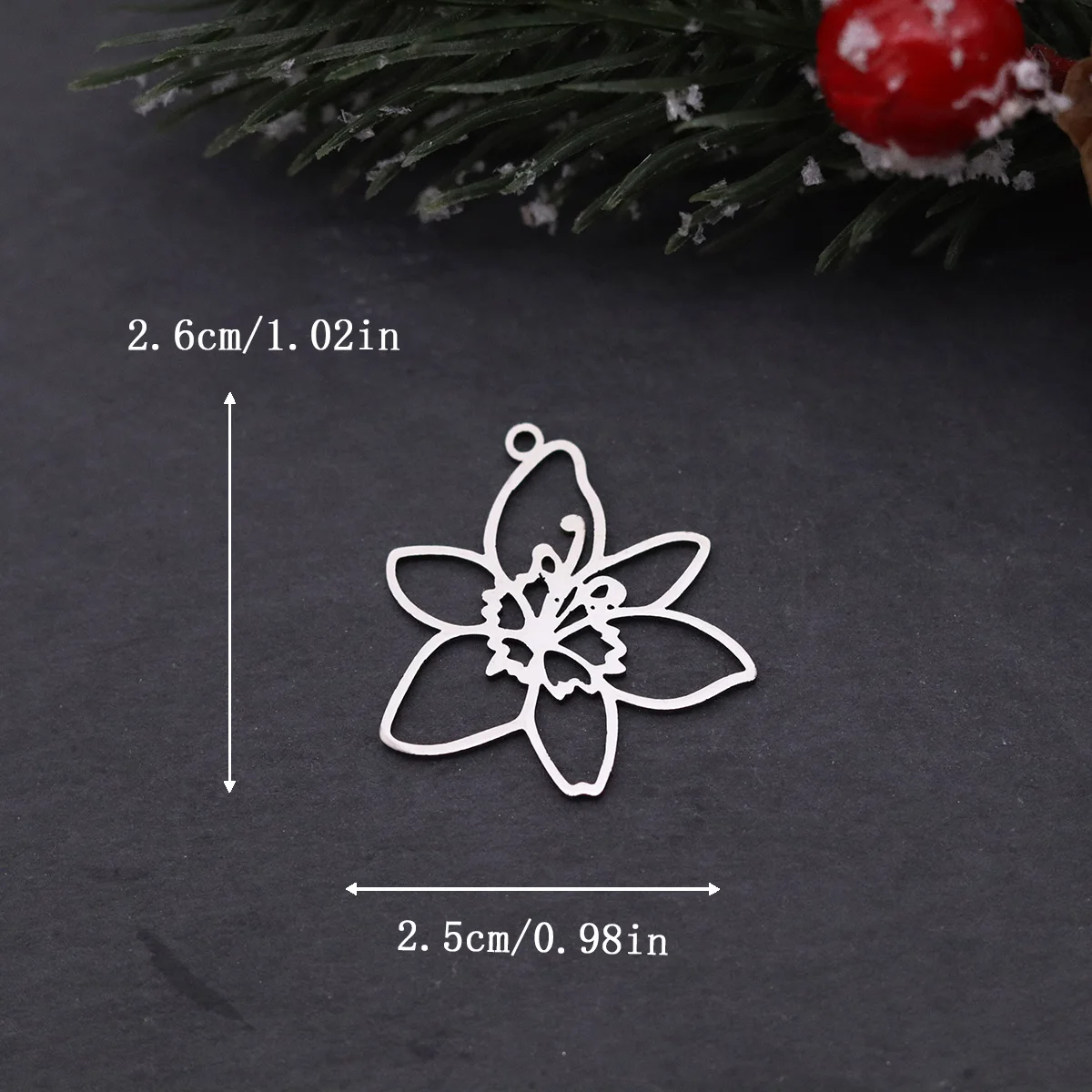 3pcs Minimalist Stainless Steel Lily Flower Pendant Hollow Pattern For DIY Earrings Necklaces Jewelry Making Charms