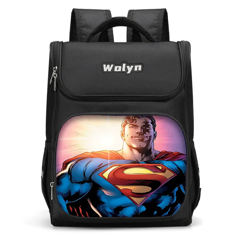 Cartoon S-SupermanS Logo Large Child Backpack Boy Girls School Bag For Men Women Traveling Backpack Durable and Multi Compartmen