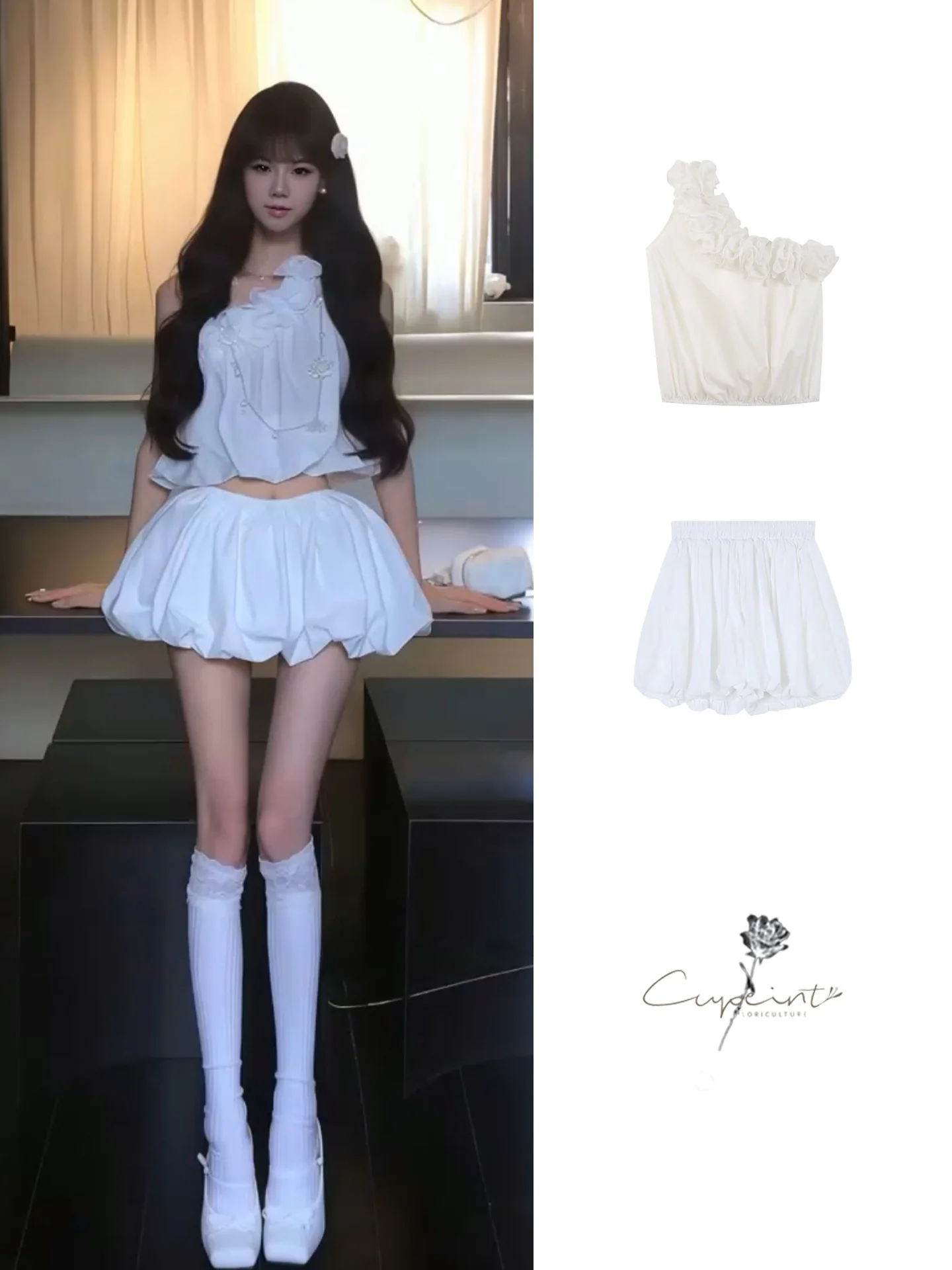 

Сексуальная облегающая белая короткая юбка с 3D цветочным узором на плечах для подружек невесты, из полиэстера, быстросохнущая, с растительным принтом, однотонная, для повседневной носки