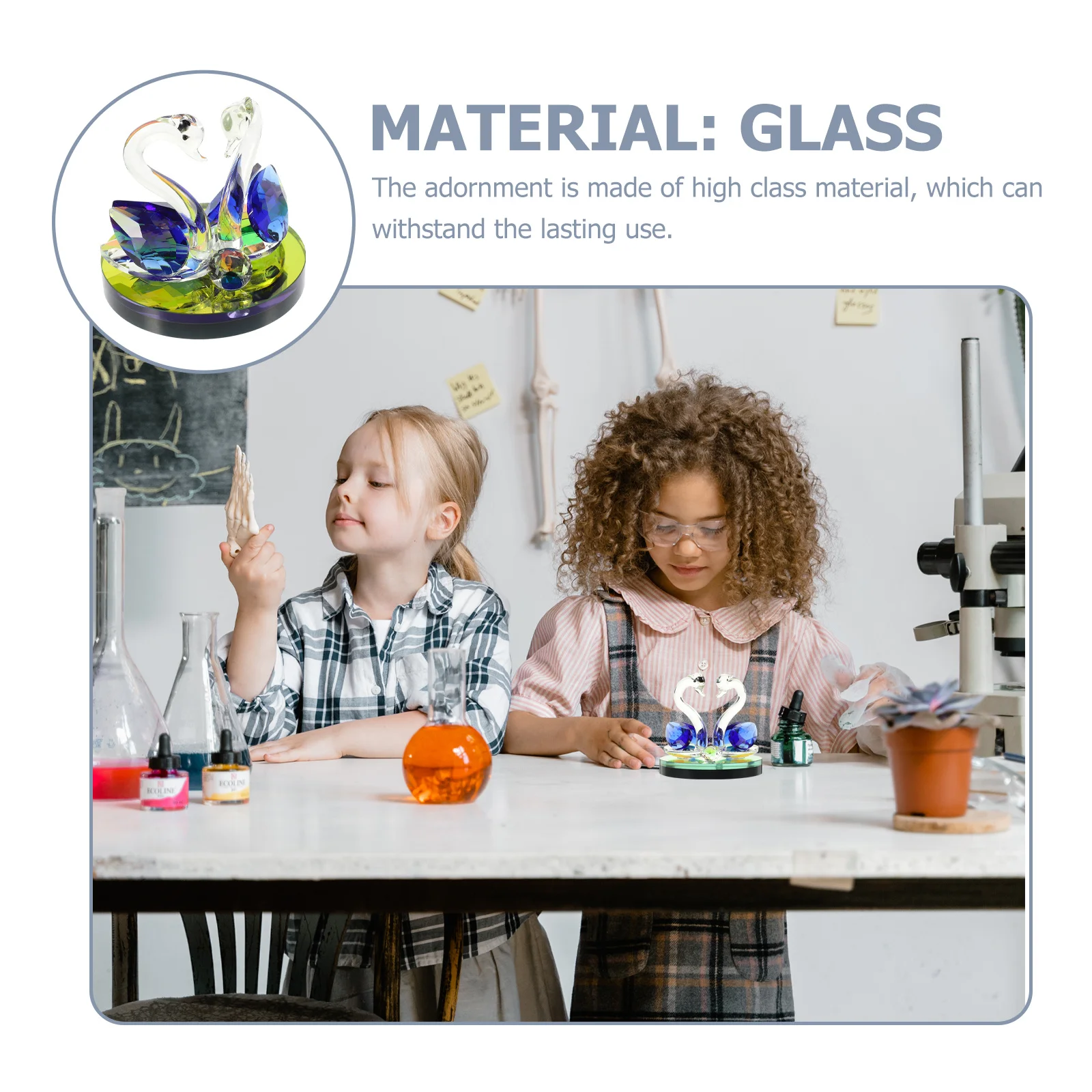 

Creative Swan Crystal Glass Statue Car Desktop Decor Exquisite Crystal Swan Wedding Ornament Home Office Decoration