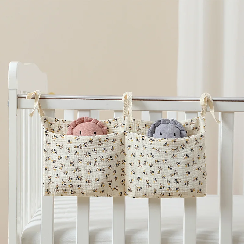 Baby Bedside Storage Bag Baby Crib Organizer Hanging Bag for Baby Multi-Purpose Newborn Bed Hanging Diaper Toy Tissue