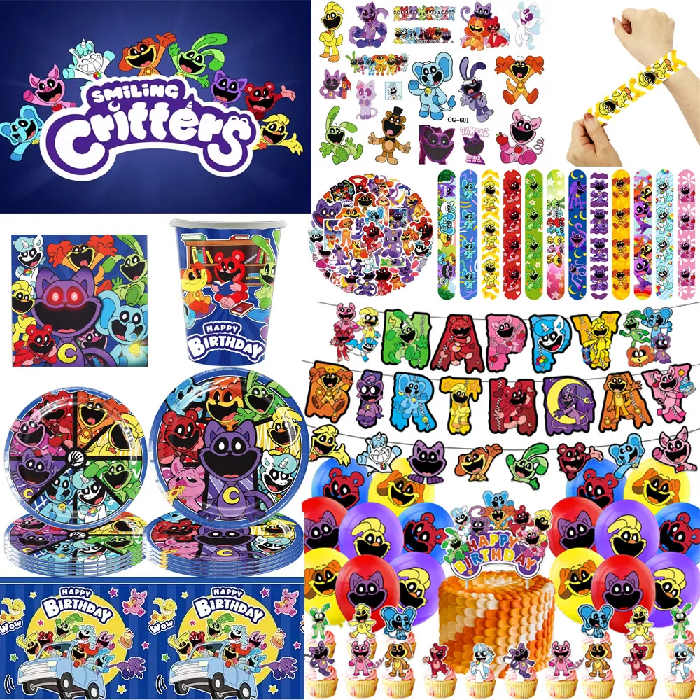 

Smiling Critters Catnap Birthday Party Decoration Balloon Banner Cake Topper Tableware Party Supplies Baby Shower