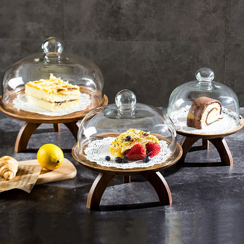 

1pc Cake Cover Transparent Food Protector For Dessert Fruit Plate Micro Landscape Glass Display Cover Glass Dessert Tray