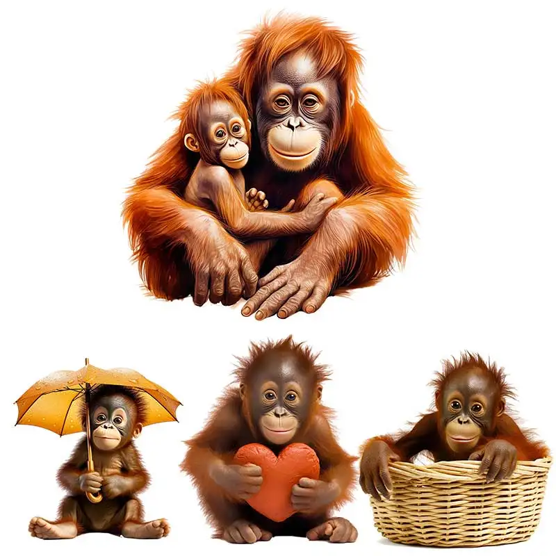 Cute Monkey Wall Stickers Self-Adhesive Bedroom Decor for Children's Room Background Home Decoration AA34