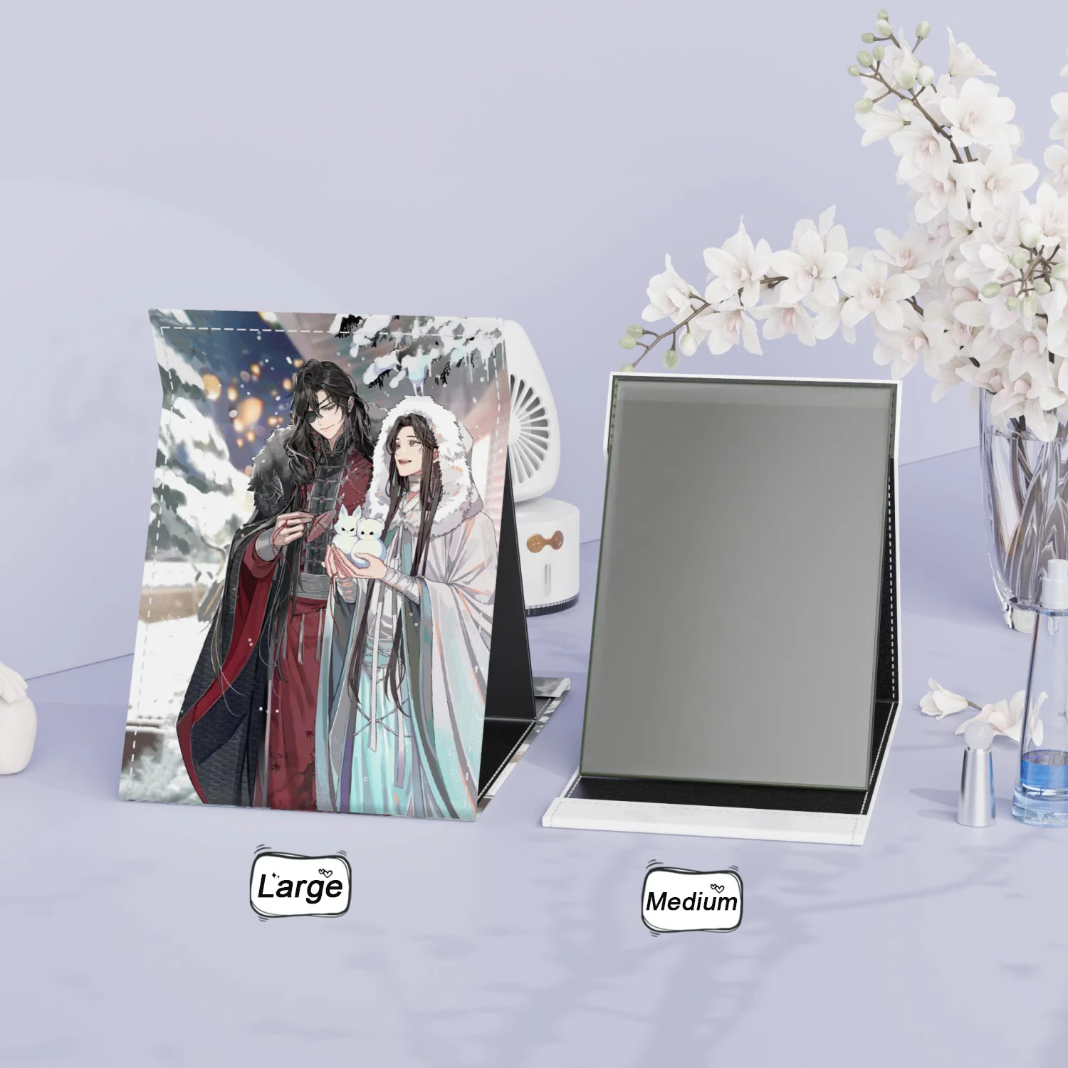 25/21cm Heaven officials blessing,Tian Guan Ci Fu, Folding Single-side Makeup Mirror, Anime Cute, Portable Travel, Rectangular