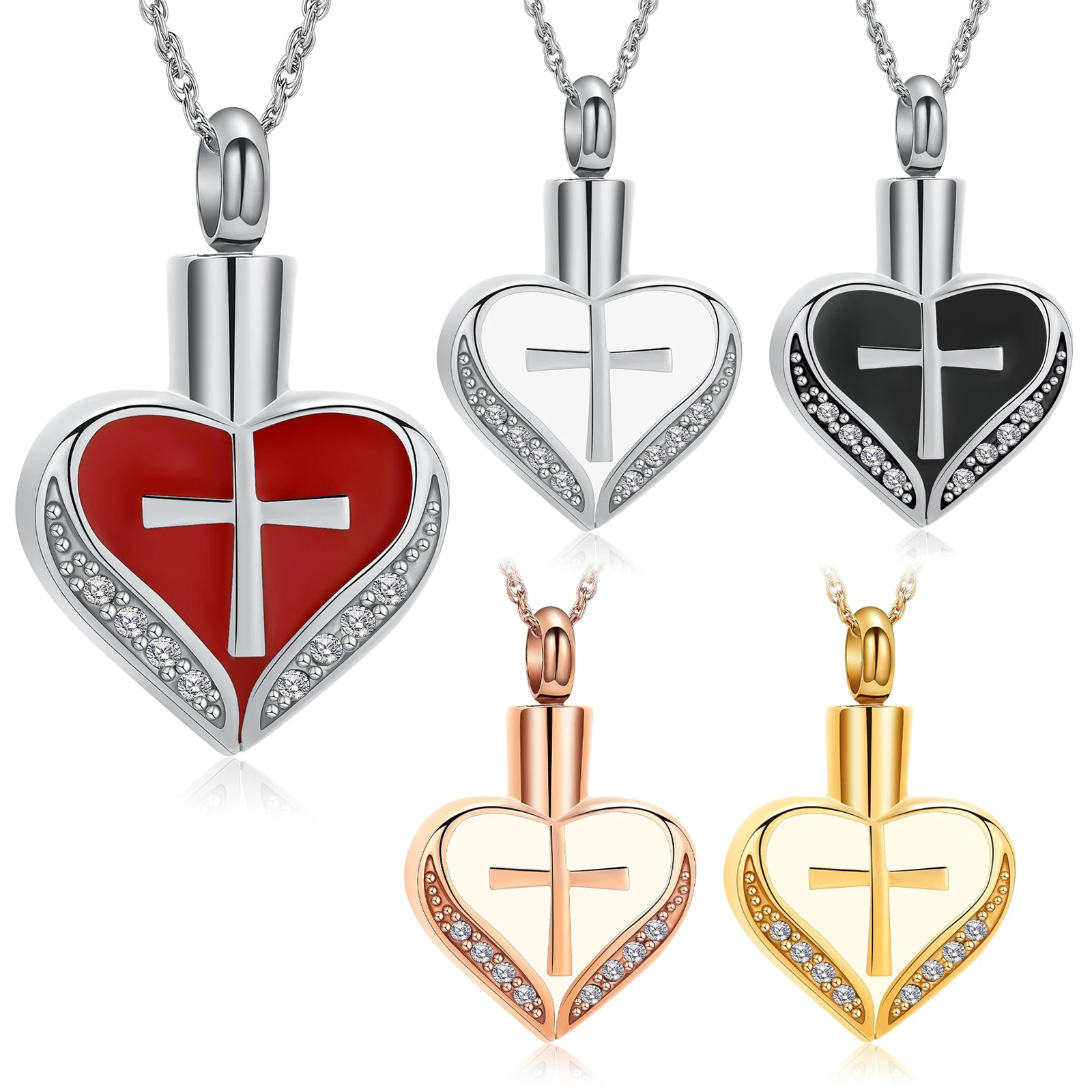 Cremation Jewelry Cross Heart Urn Necklace for Ashes for Women Men Memorial Keepsake Ashes Pendant Locket for Human