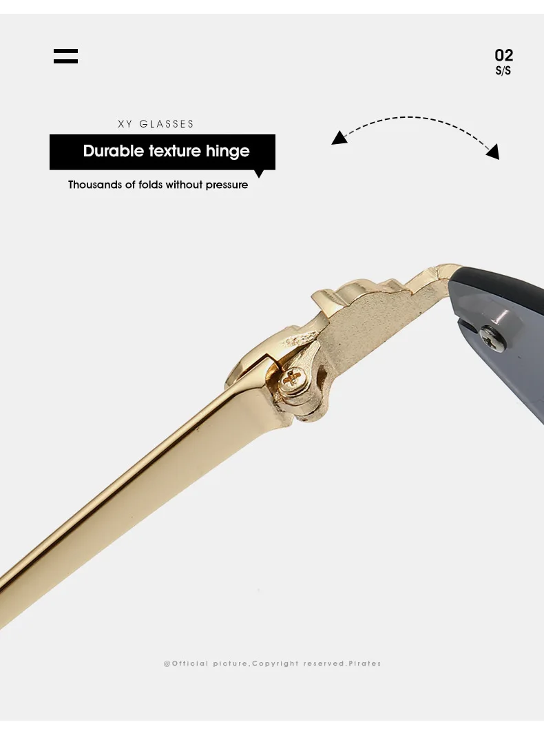 Neue Ins-Famous randlose Cat-Eye-Sonnenbrille – dünner Goldmetallrahmen mit Strasssteinen, UV-Schutz, trendige Farbtöne – Detail 14