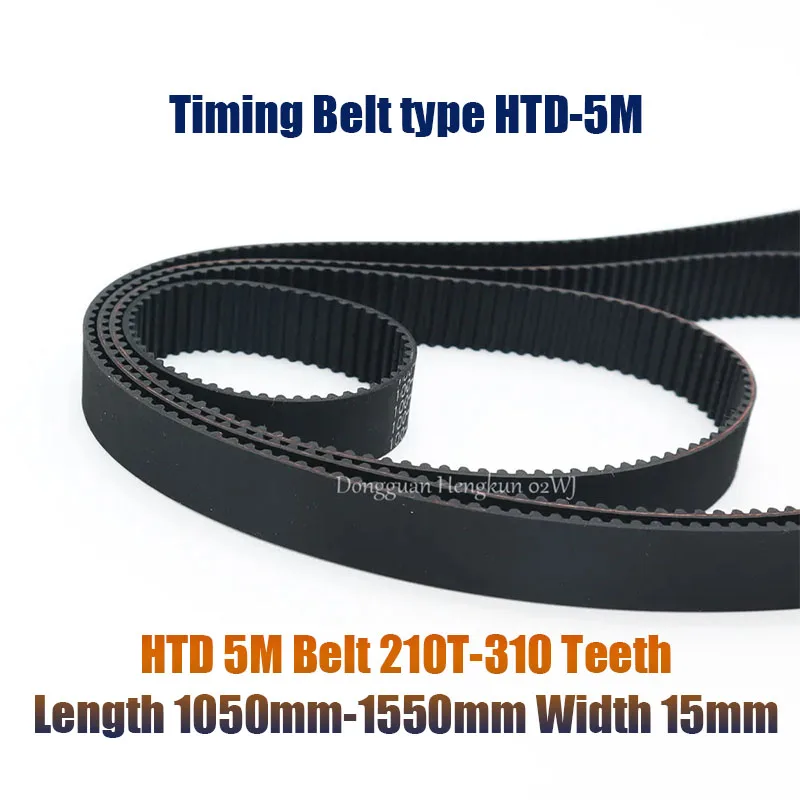 HTD 5M Timing Belt 1050-1100-1200-1300-1550mm Length 15mm-Width 5mm-Pitch Rubber Pulley Belt Teeth 210T-310T Synchronous Belt