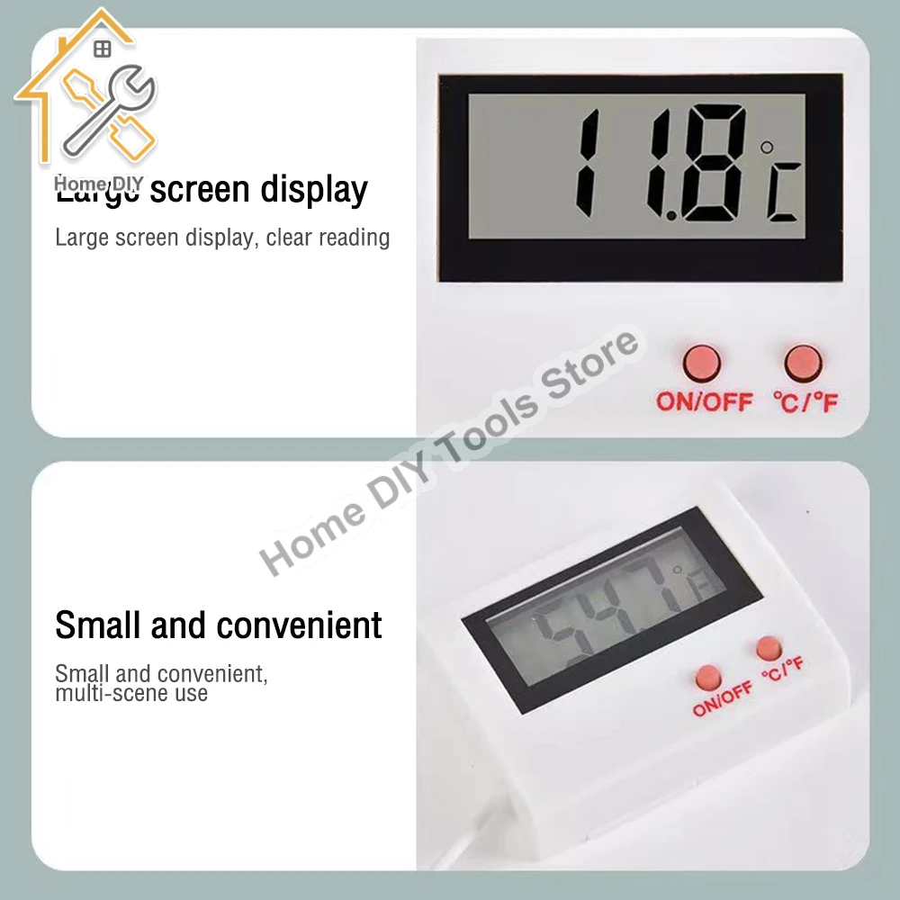 New Mini LCD Digital Probe Sensor Thermometer Water Tank Swimming Pool Refrigerator Aquarium Wine Cellar Thermometer Measurer