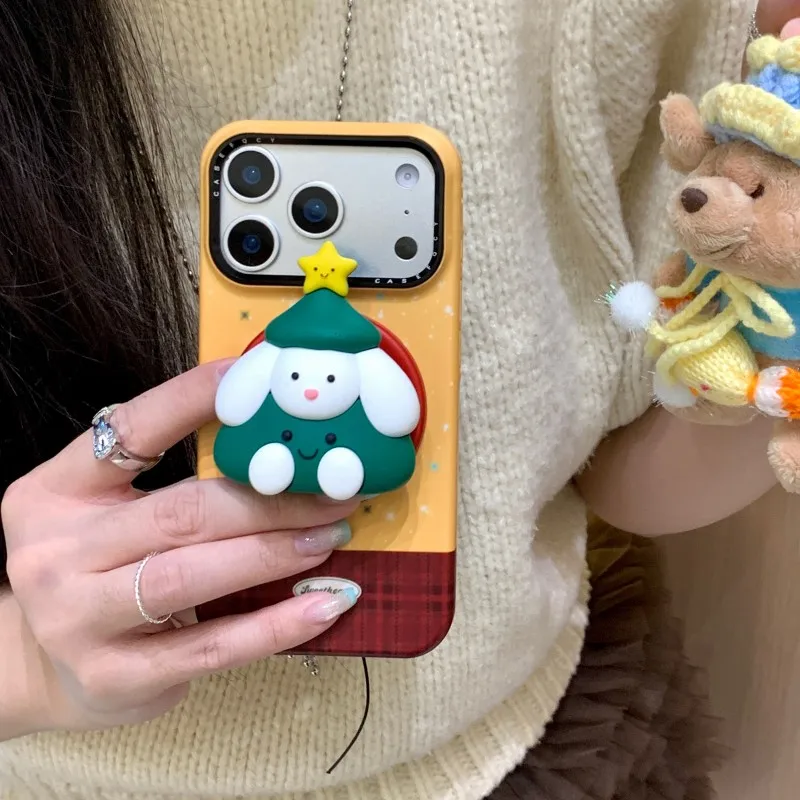 

Fashion Yellow Ink Splashing Magnetic Phone Case For iPhone 17 Pro 16 15 14 Pro Max Cover with Puppy Holder Cartoon Hard Cases C