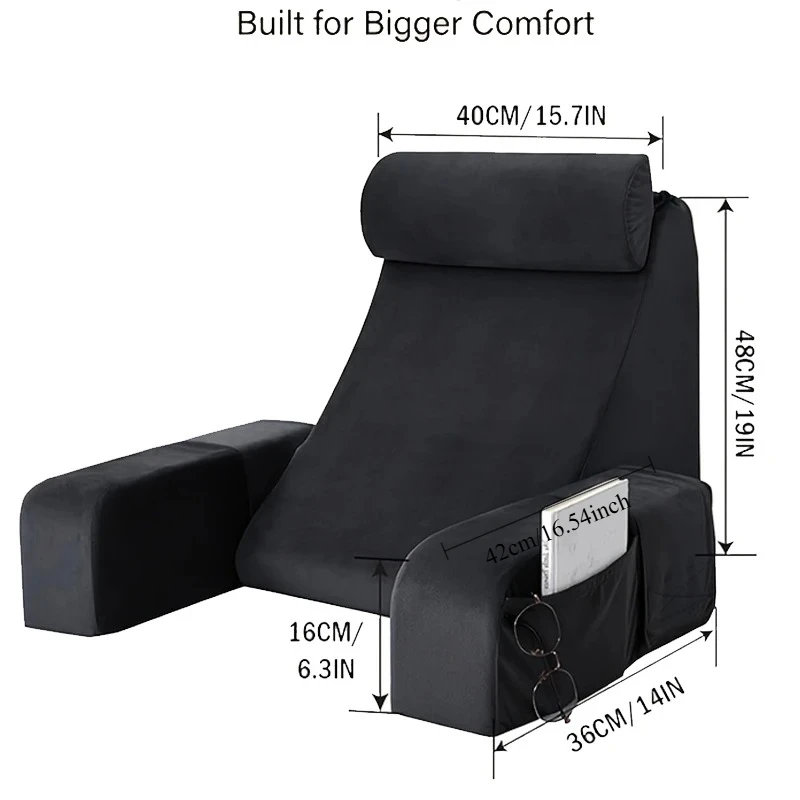 Comfortable Back Support Pillow Cushion with Arms for Adults,Soft Bed Reading Pillow Ideal for Reading Working Gaming Relaxing - view 6