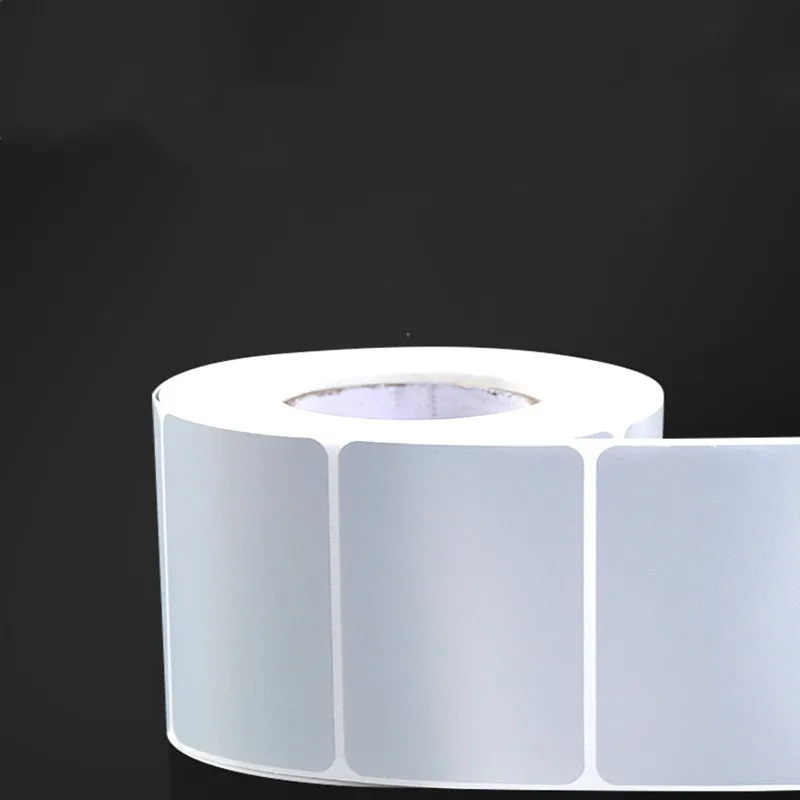 PET Silver Self-adhesive Label Paper Sticker Blank Barcode Printing Paper Waterproof Thermal Transfer Ribbon Printer Sticker