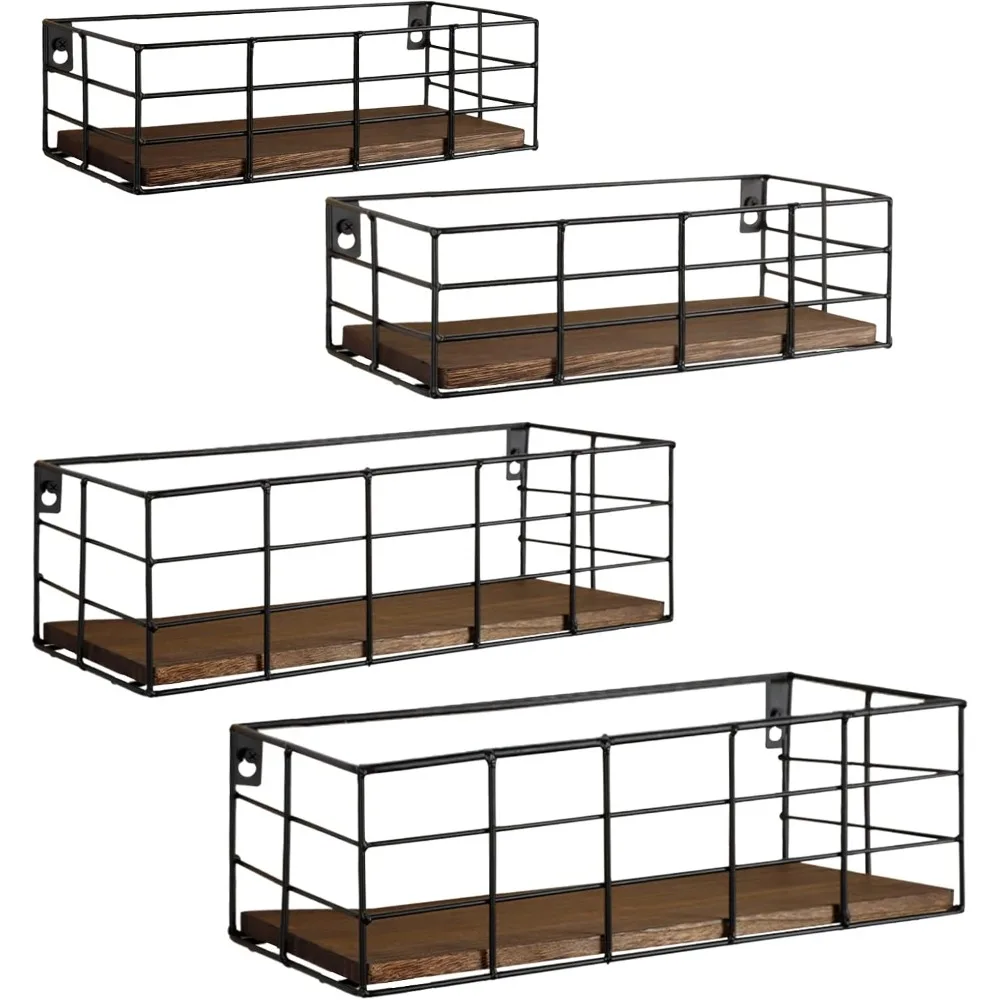 

Подвесные плавающие полки, 4 комплекта настенных полки для настенного хранения, подвесная полка для хранения для ванной комнаты, гостиной, кровати