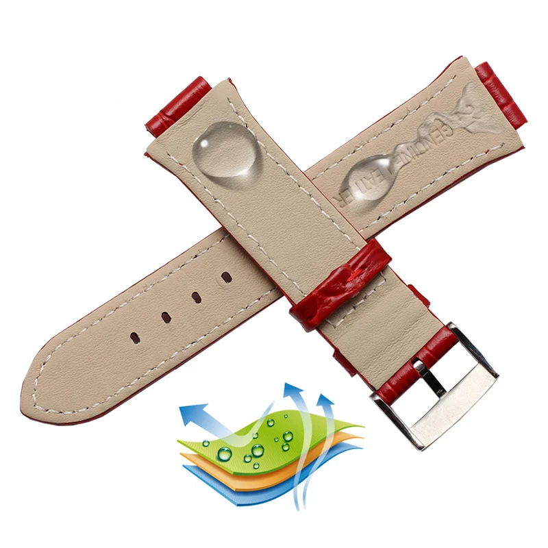 14mm Bulge Genuine Leather Watchband For Swarovski 5027127 5027131 5080602 5096008 Series Fashion Strap Watch Women Accessories