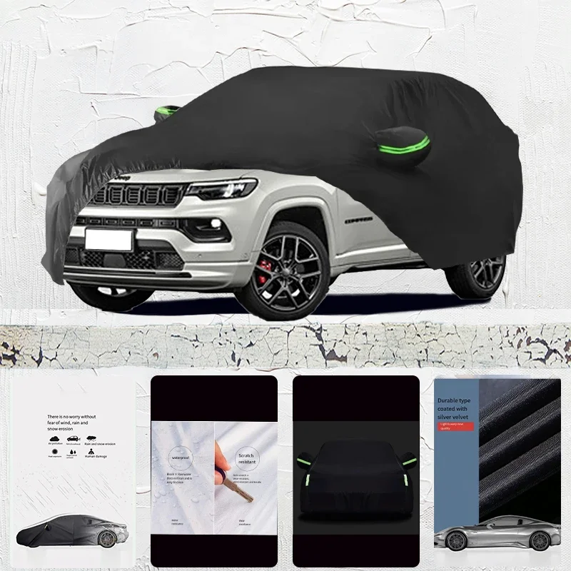 For Jeep Compass Anti-UV Sun Shade Rain Snow Resistant Black Cover Dustproof Car umbrella Full Car Cover Outdoor Protection