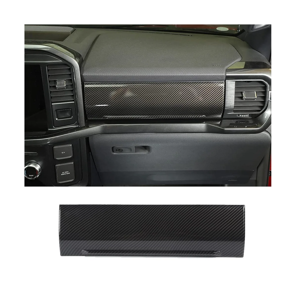 Center Console Dashboard Co-Pilot Panel Cover Trim Decorative for 2021-2023 Accessories - ABS Carbon Fiber