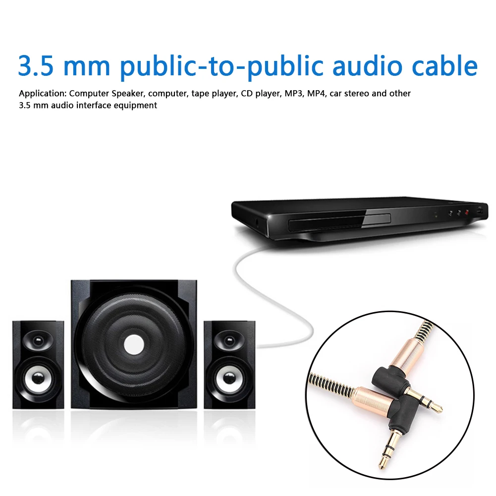 90 Degree 3.5mm Audio Adapter Cable for Speakers