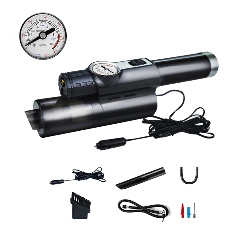 

4-in-1 Car Tire Inflator Air Compressor 12V for DC 120W Wet Dry Handheld Vacuum Cleaner Tire Pressure Gauge with LCD Dis