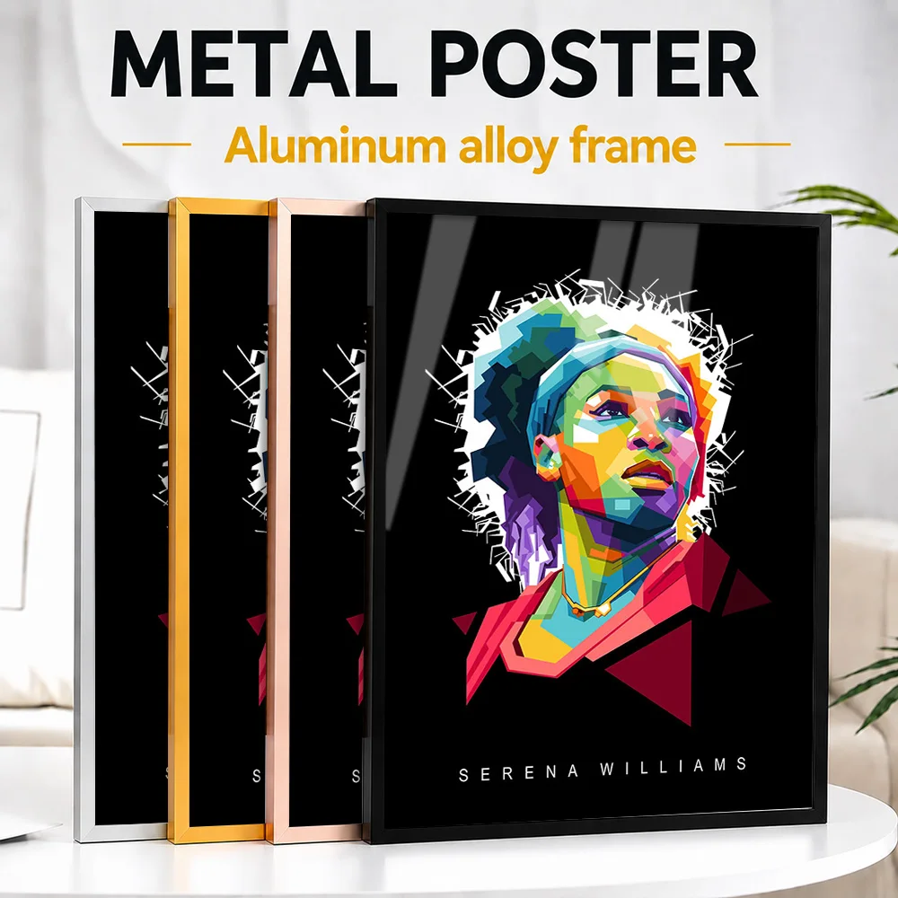 Serena Williams Champion Portrait Framed Aluminum Metal Poster Customized Victory Tribute Wall Art Ideal For Tennis Fans In Gym