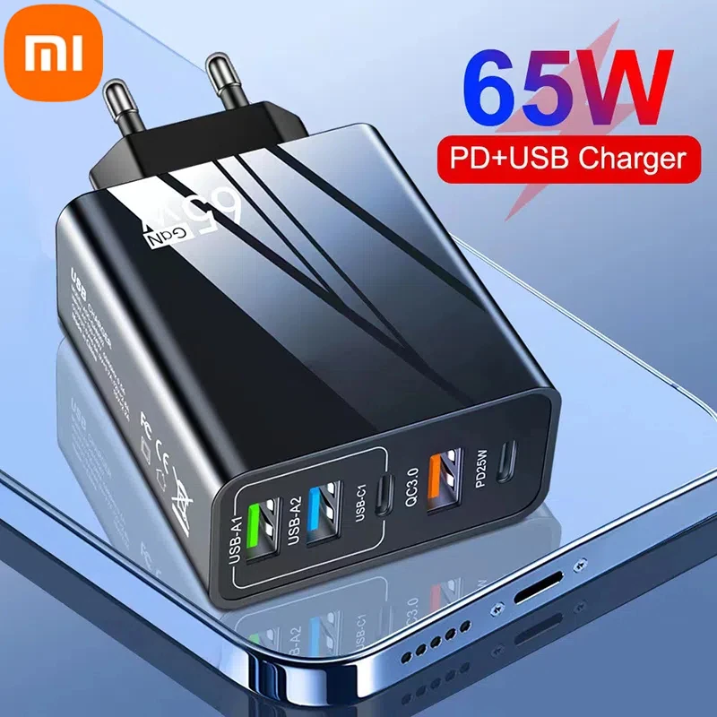 Xiaomi 65W GaN Fast Charging Charger Multi Port USB Type-C Super Fast Charging Travel Charger Suitable for Xiaomi Samsung