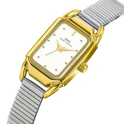 Orologi da donna di marca originale orologio da polso impermeabile Rectanglar dorato in acciaio regali femminili quadrante piccolo orologi da polso eleganti da donna