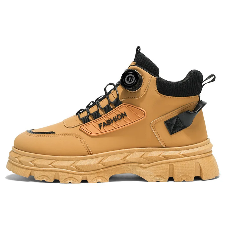 أحذية قتالية عالية الجودة للرجال لخريف 2025، أحذية عمل كلاسيكية بنعل مكتنز، أحذية كاحل عصرية برباط للرجال #5