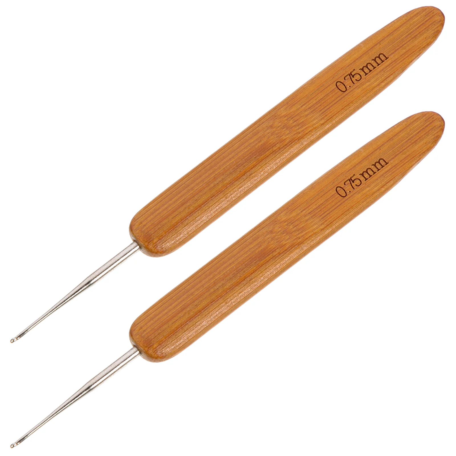 2 Pcs Crochet Hooks Single Pointed Bamboo Knitting Needles Round Head Carbonized