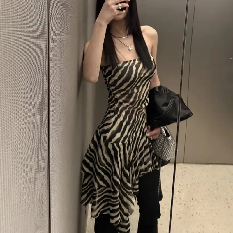 

Women's New Funky Short Two Sides Sleeveless Dress Black Niche College Style Petite Breathable Y2k Dress Mini Dress Breathable