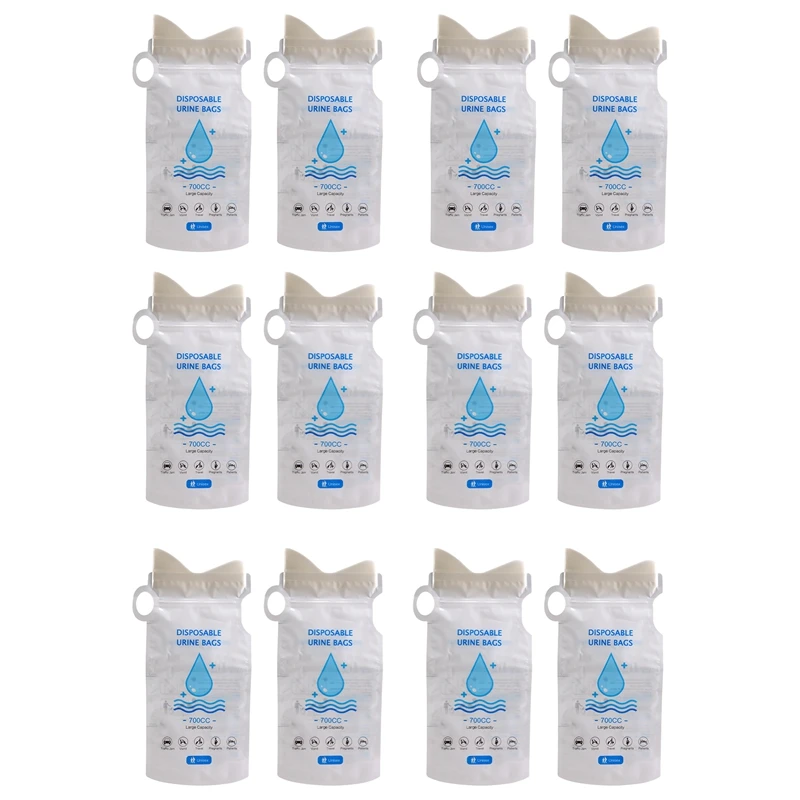 12Pcs Disposable 700Ml Portable Emergency Urine Bag For Women Men Children,Leak-Proof Toilet For Camping,Travel,Hiking