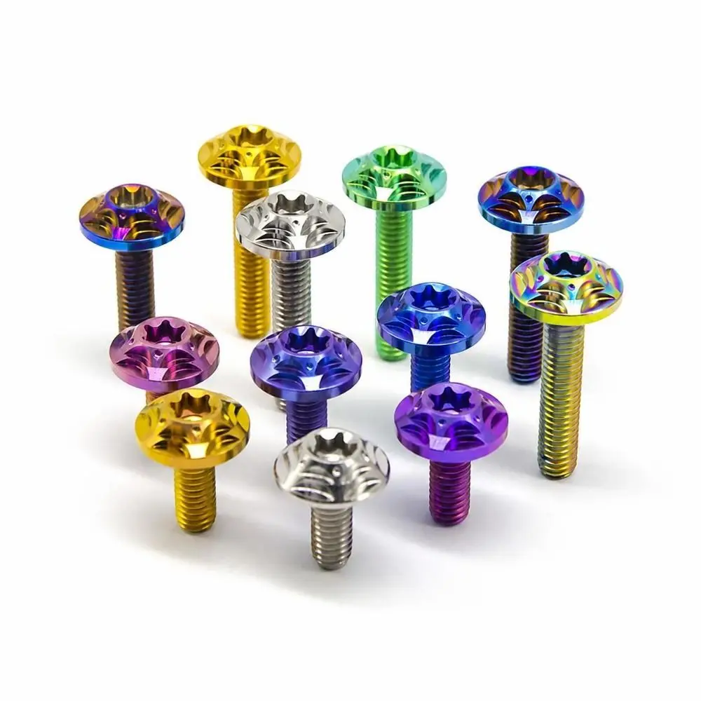Durable Titanium Titanium Bolts M5/M6 x15mm Multi Color Dished Screws Inner Plum Shape Repair Screws