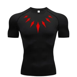 Men's Compression Shirt Anime Print Gym Sport Quick Dry Gym TShirts Fitness Athletic Undershirts Elasticity Tops Tee Summer Male