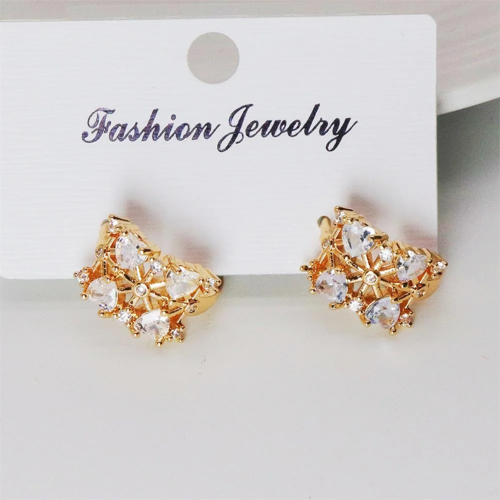 ZHONGVI Trendy Square Earrings For Women Shiny White Heart Zircon Plated Gold Color Earrings Wedding Jewelry Gifts