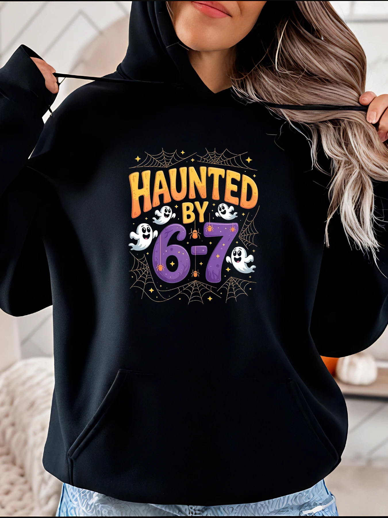 

Женская толстовка с принтом призраков на Хэллоуин от 6 до 6-7 лет, жуткий костюм, праздничная одежда для детей и взрослых