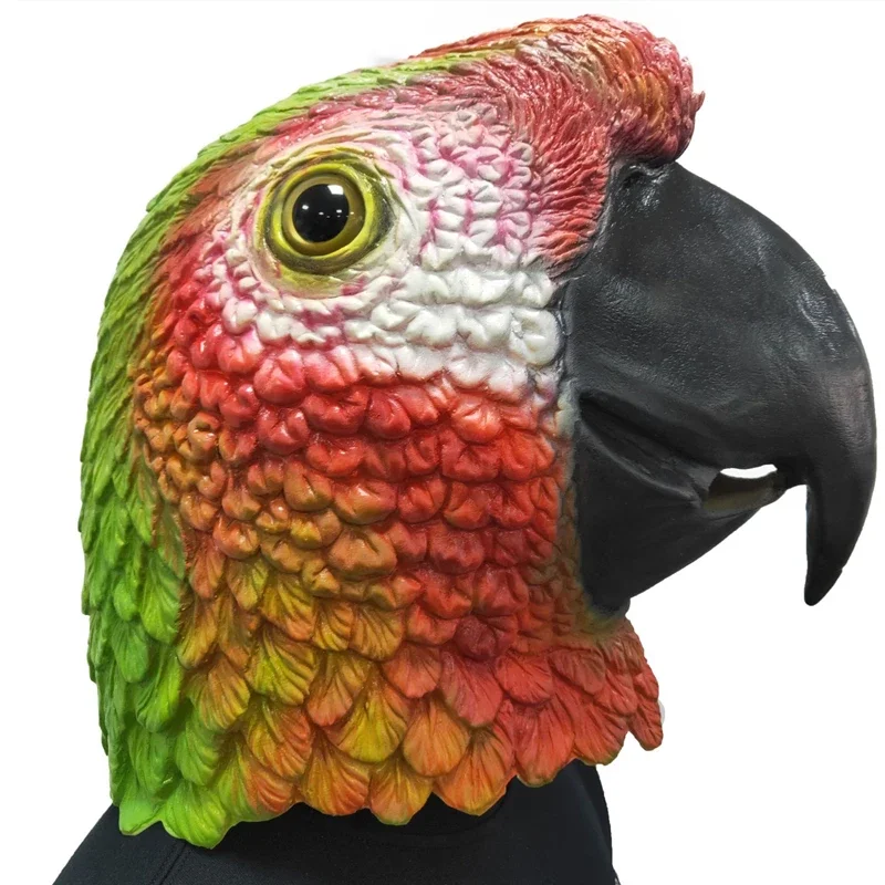Máscara de loro de látex para disfraz de Halloween, accesorios de fiesta de Cosplay, Animal, cabeza de pájaro, novedad