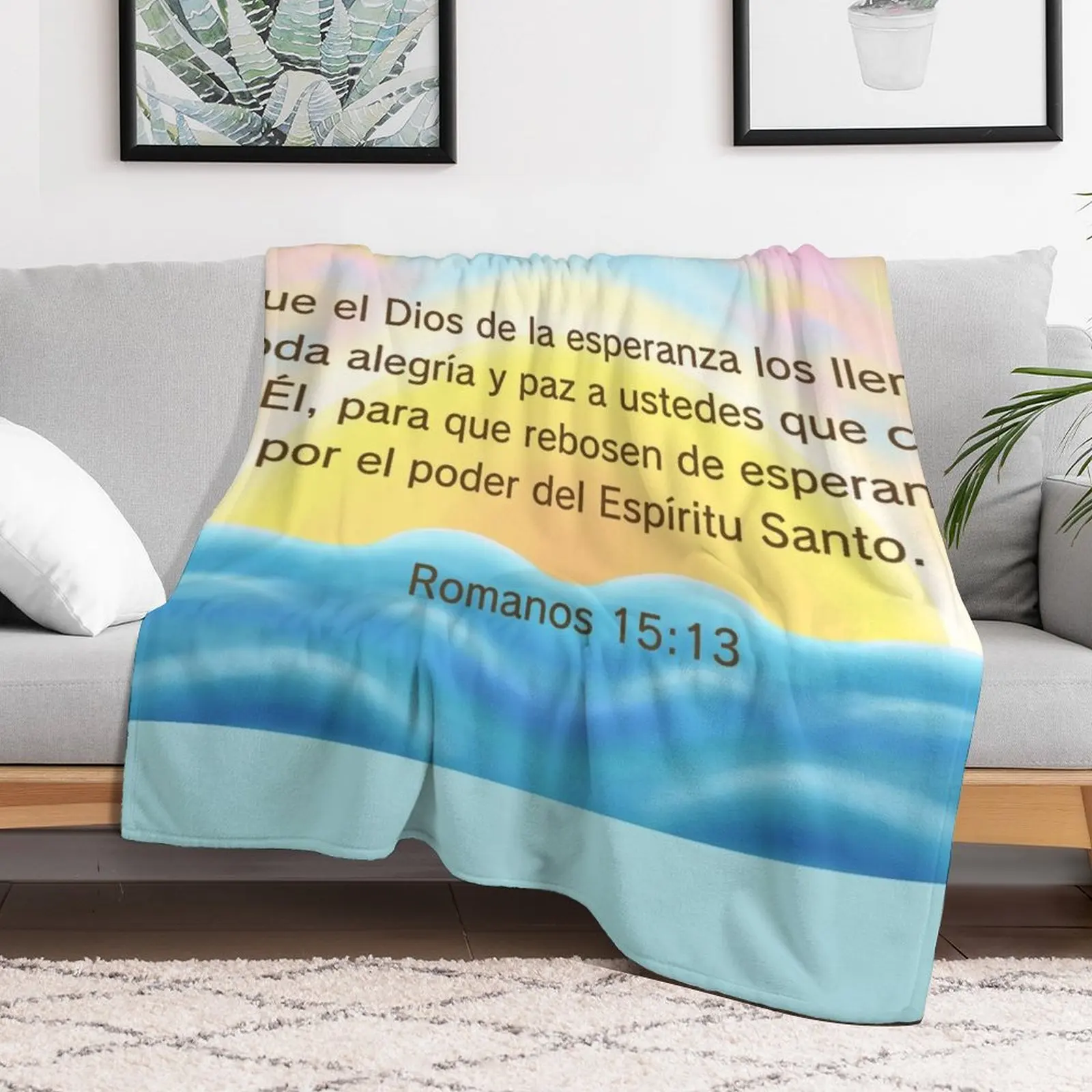 Alegre Colorida Puesta De Sol Con Versículo Bíblico Throw Blanket